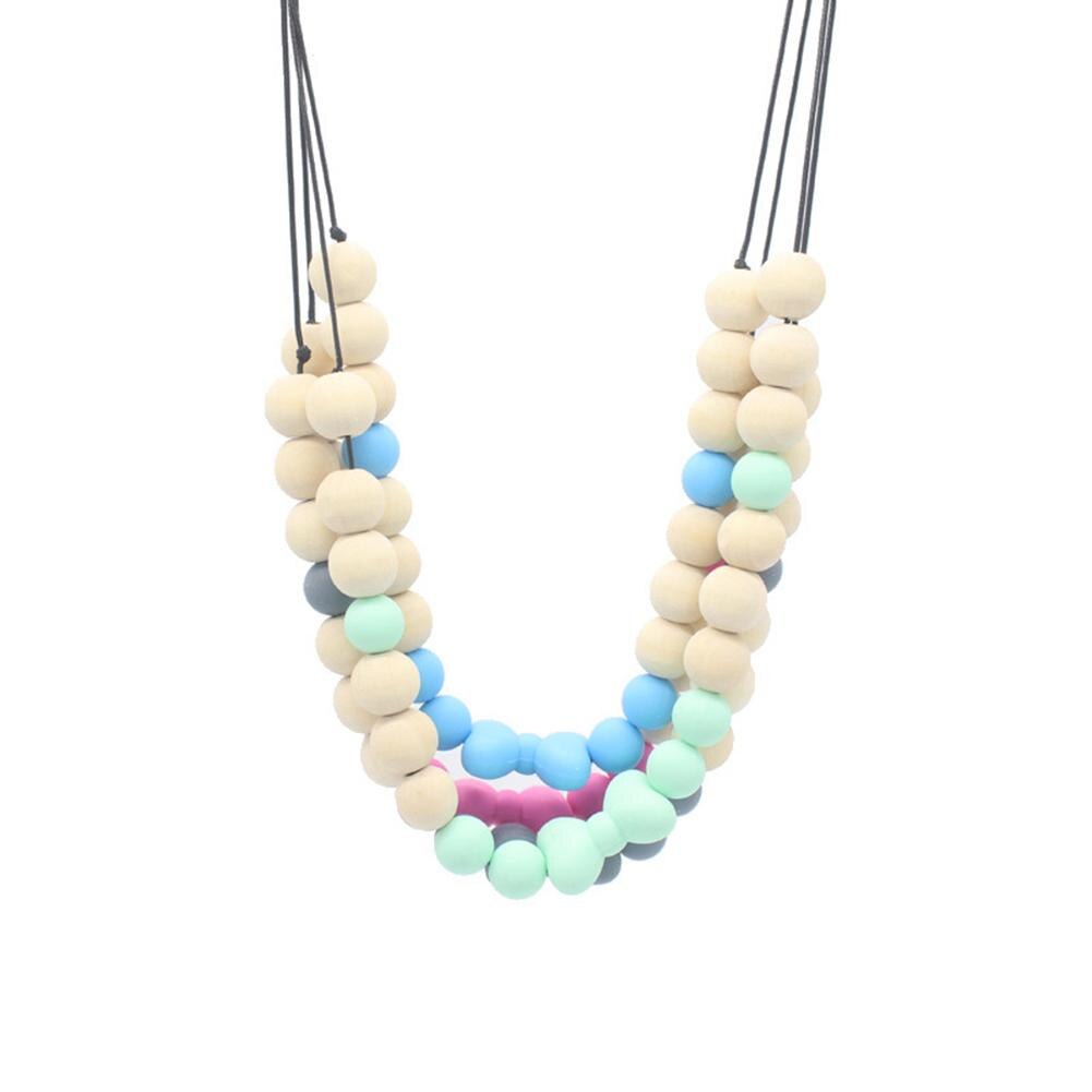 Baby Siliconen Strik Ronde Bead Charm Bijtring Ketting Verpleging Kinderziektes Speelgoed