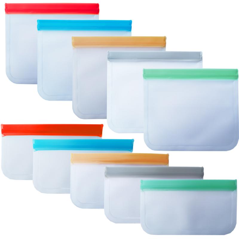 Translucent Food Storage Bag Reusable Freezer Bag PEVA Ziplock Silicone Bag Leakproof Top Kitchen Organizer
