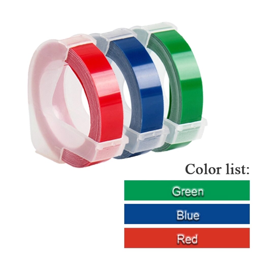 3Rolls 3D Embossing Label Tape white on Clear Transparent 9mm*3m for DYMO 12965 1880 Label Printer and MOTEX E-101 label maker: 3Pcs Mix Color Set J