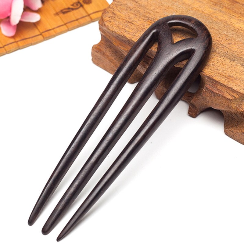 Classical Chinese Sandalwood Hairpin Handmade Hair Stick black Vintage Jewellery Wedding hair accessories jewelry