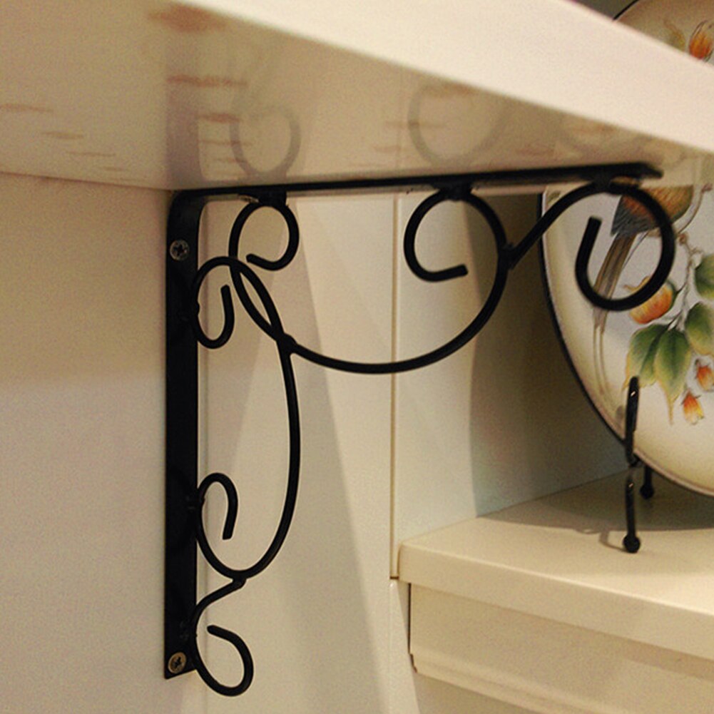 4pcs Corner Brace Carved Scroll Home Decor Wall Mounted Floral L Shape Living Room Antique Triangle Support Shelf Bracket Metal