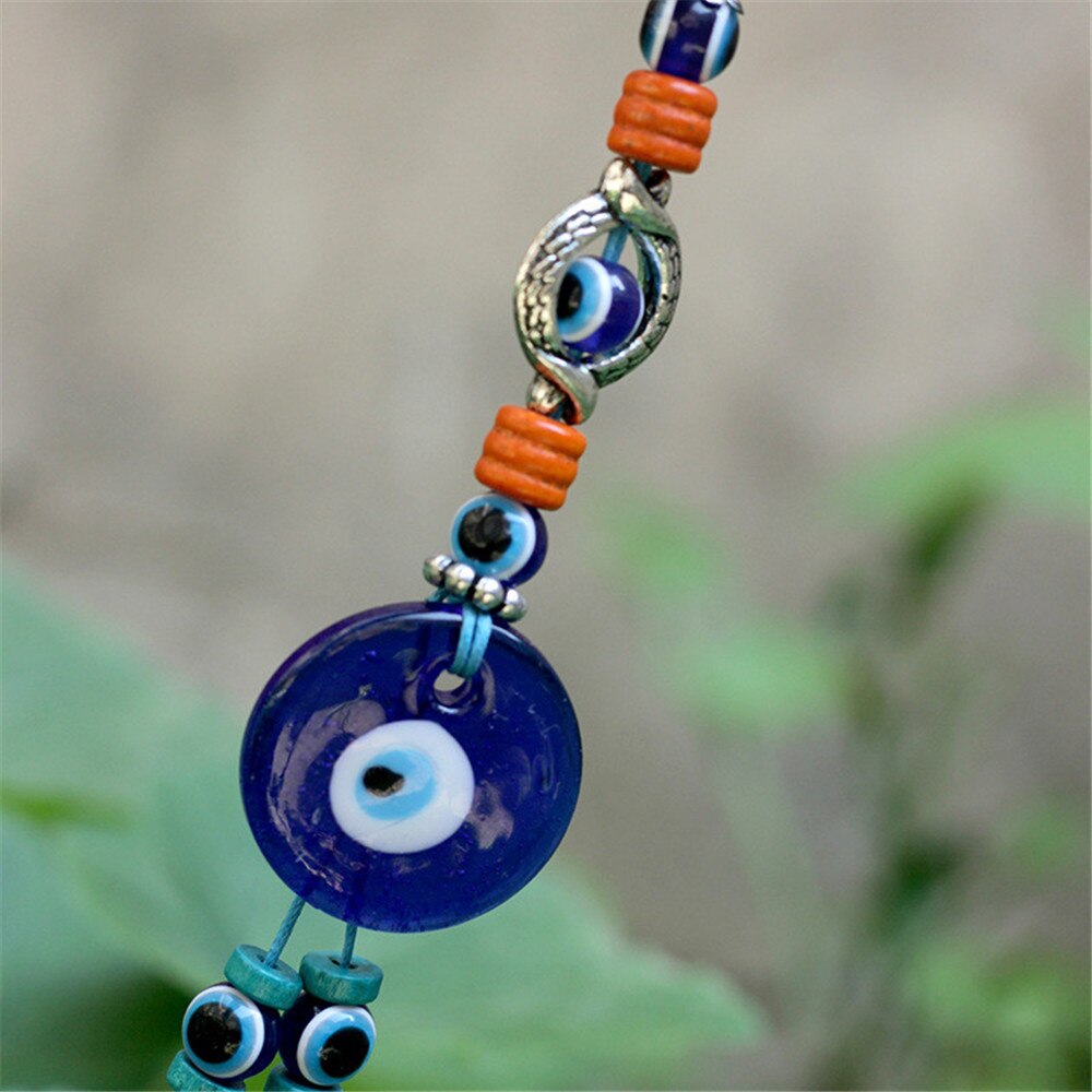 Turkish Blue Eye Keychain Middle Eastern Style Handwoven Alloy Evil Lucky Eyes Wall Car Pendant Home Decorations