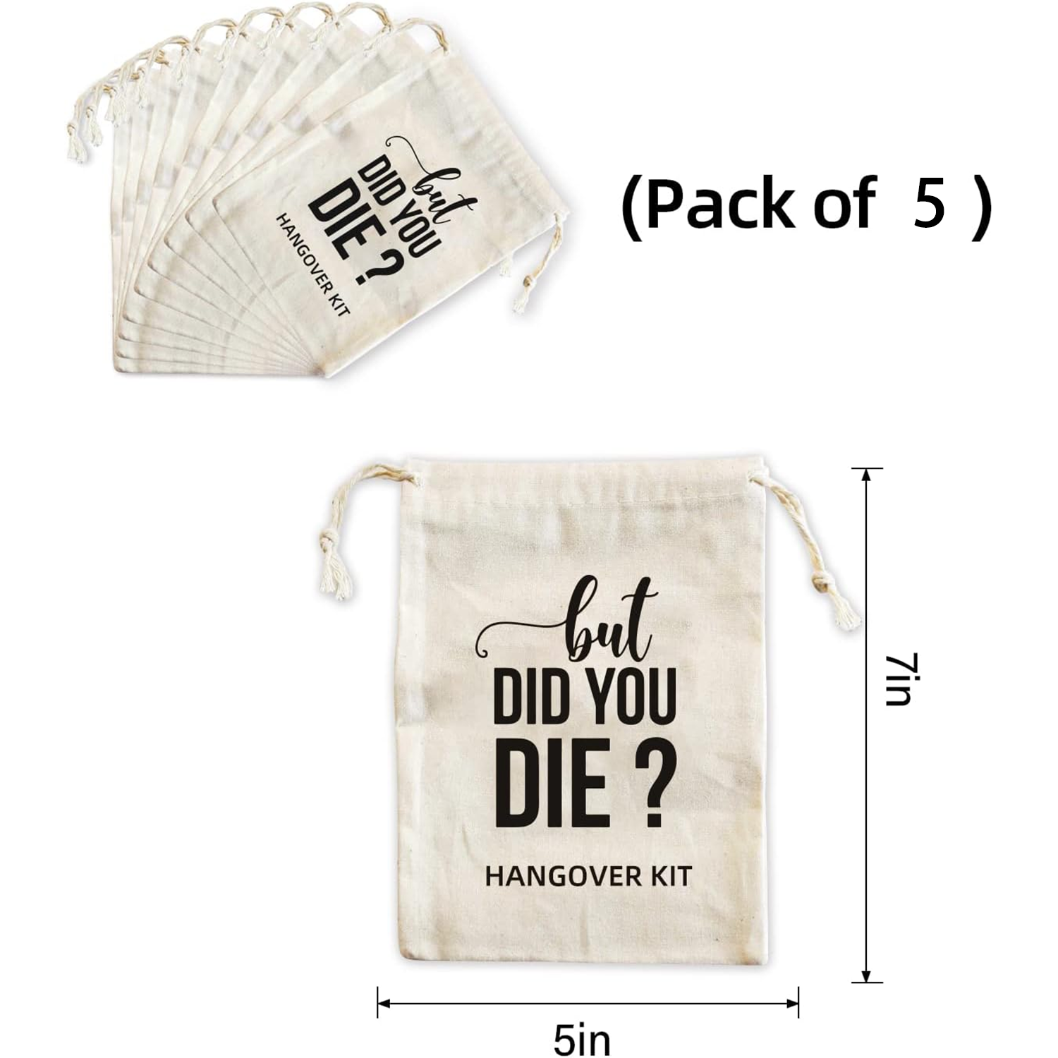 Juego de 5 bolsas de Kit de resaca de despedida de soltera, bolsas con cordón, suministros para fiestas de boda