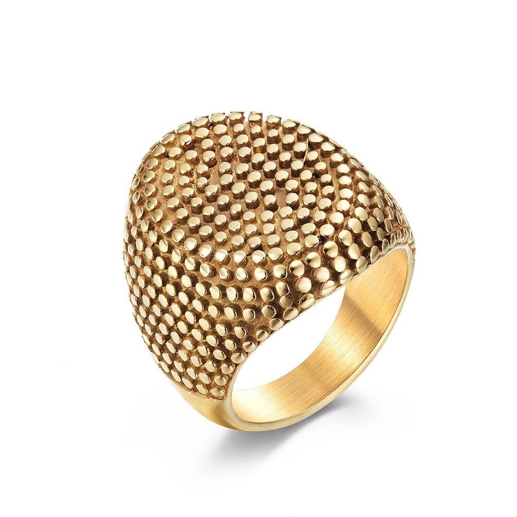 JHSL-anillos grandes de acero inoxidable para hombre, joyería de 25mm de ancho, estilo hip hop, de aniversario, tamaño 8, 9, 10, 11, 12: 12 / Gold