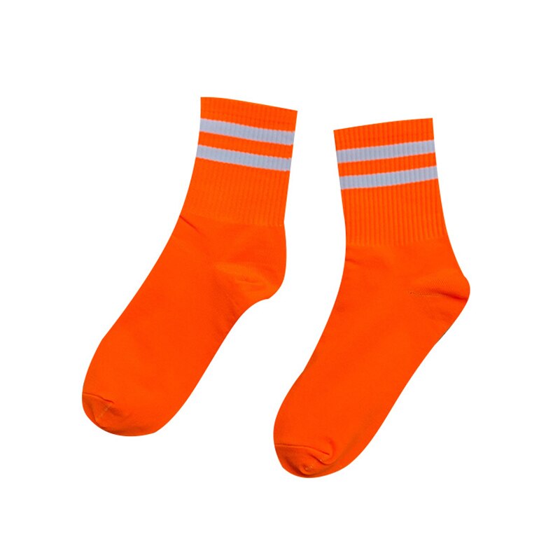 Stilig ren farge klassiske striper casual neon sokker kvinner harajuku fluorescens grønne korte sokker vinter bomull sokker unisex