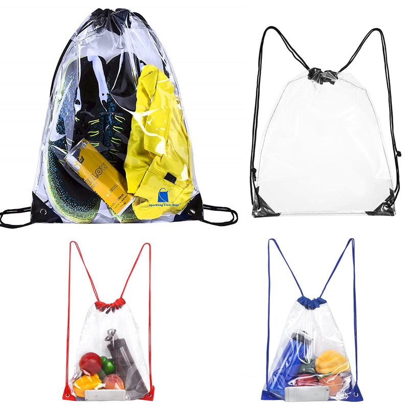 Transparent Kordelzug Rucksack Obst lagerung Tote Sporttasche Sport Pack 45x34cm Unisex Große Kapazität Leichte Strand Rucksack