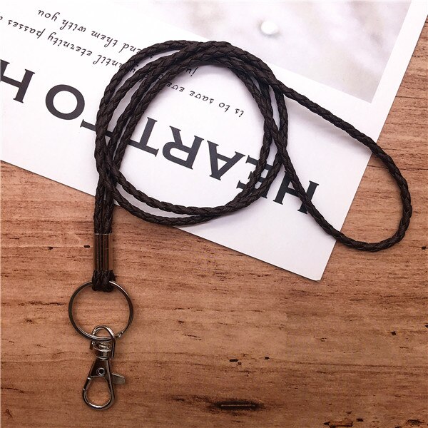 10pcs/lot Neck Lanyard Braided Necklace String Strap for Student Staff Work Card Holder USB Holder ID Pass Card Badge Holder: coffee 07 10pcs