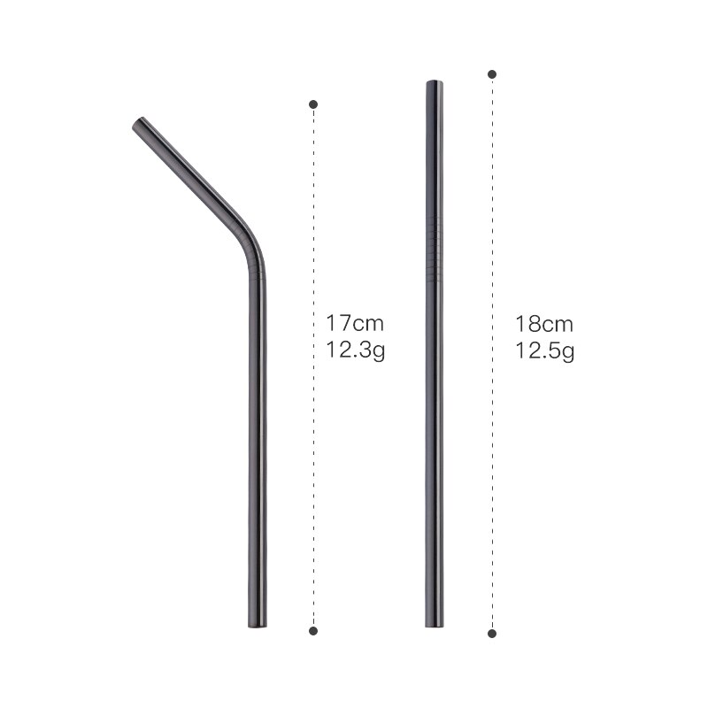 4 Pcs 6mm Straw with Cleaner Brush Short cocktail tubes Long Metal Drinking tubules Drink Straws For Smoothies Tapioca Milk Tea: Child Black-4pcs