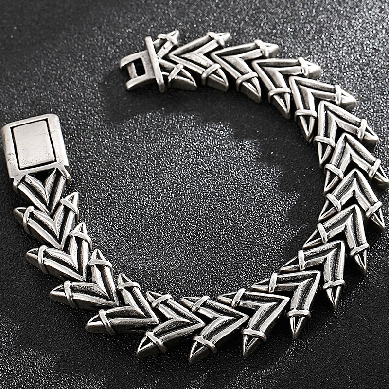 Bracelet Vintage en acier inoxydable pour homme, couleur vieux argent, accessoires pour hommes, Style Chic, bijoux