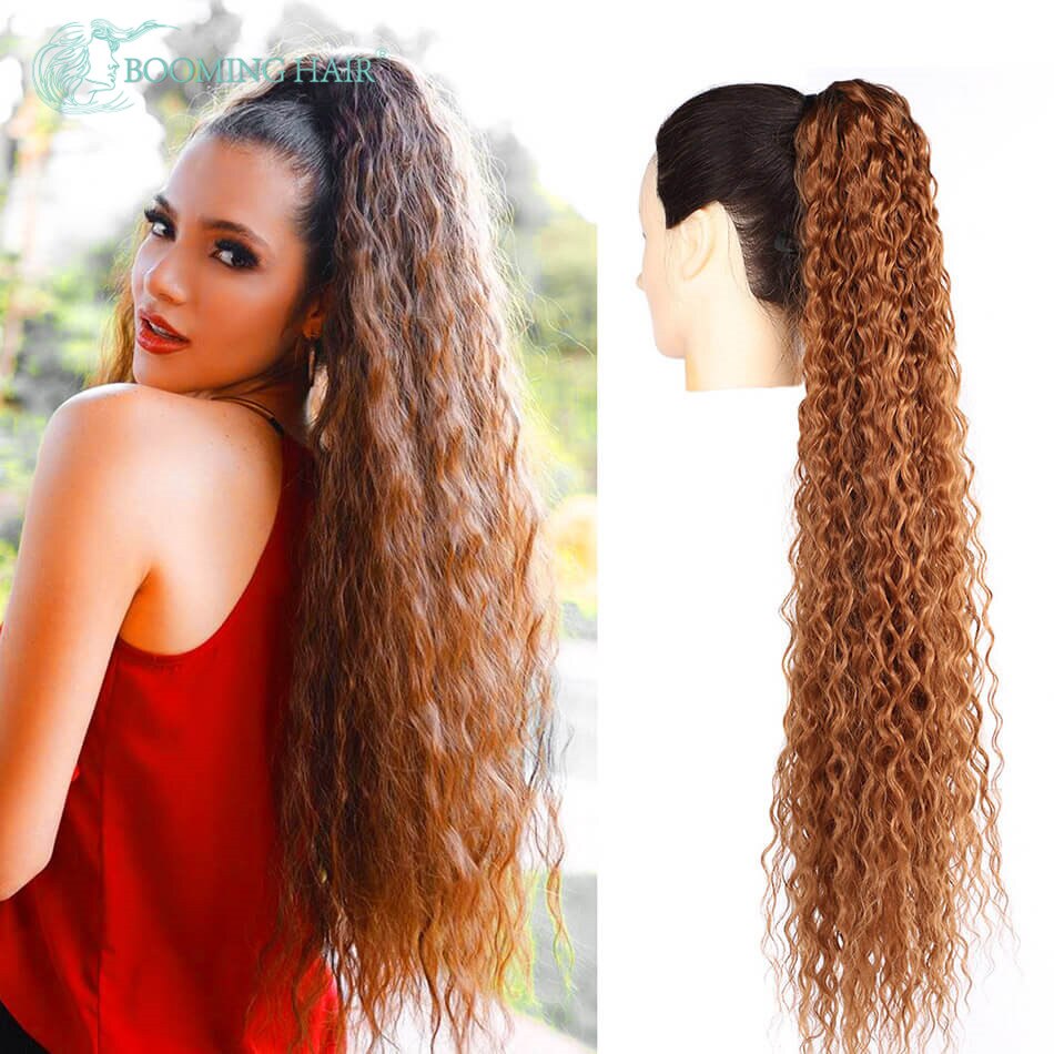 Coletero de onda larga de agua extensiones de cabello con Clip, pelo sintético, cola de caballo de 32 pulgadas: T2-30