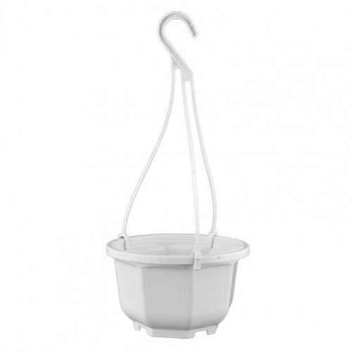 Panier de jardinière suspendu en plastique, Pots de fleurs de jardin pour plantes d&#39;intérieur et d&#39;extérieur succulentes, avec crochet: Porcelain White 180