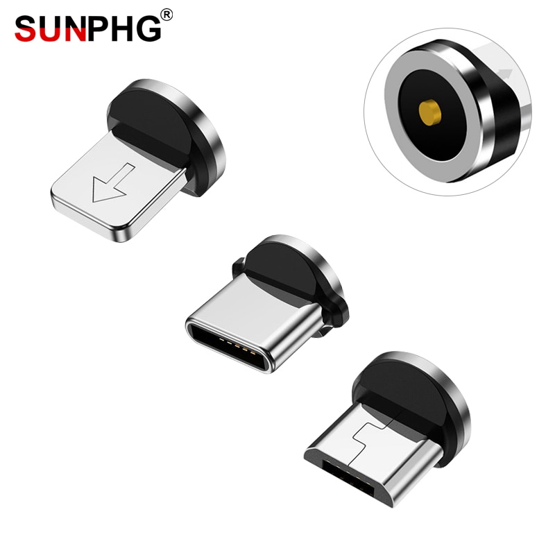 SUNPHG Magnetische Kabel Plug Type C Micro USB Ronde Tips voor 1st Oplaadkabel Stekkers voor iPhone Lightning Samsung Lading draad