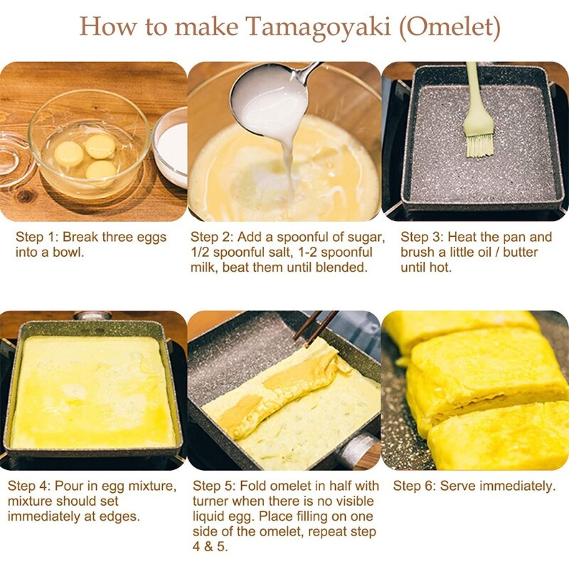Japanese Stainless Steel Omelette Pan Nonstick Tamagoyaki Gas Egg Pan Retangle Small Frying Pan Pancakes for Stovetop
