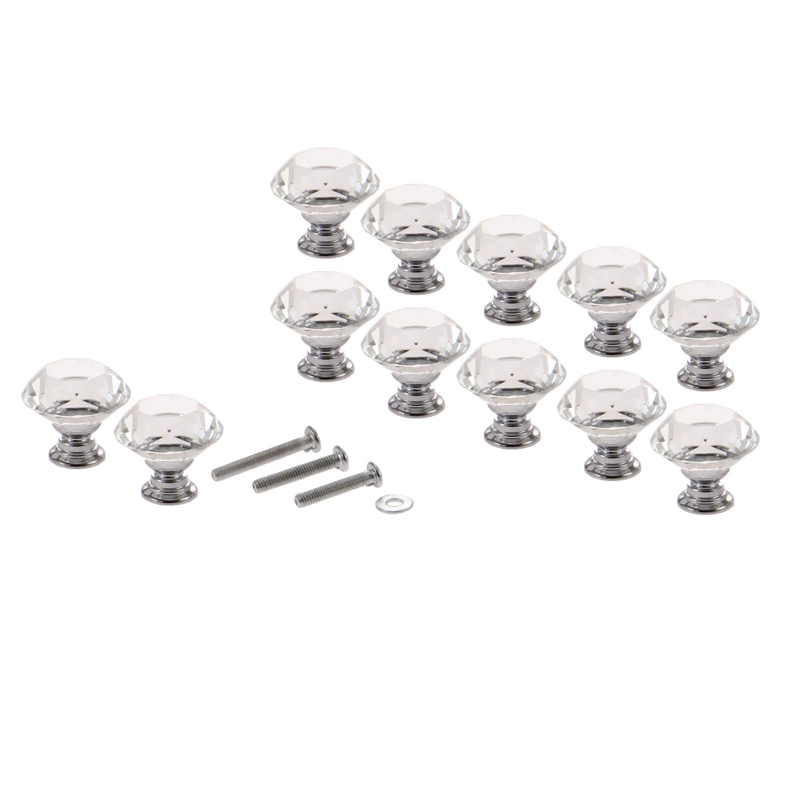 12 stk 30mm krystal glas dørhåndtag skuffe skab møbel køkken skab garderobe greb håndtag