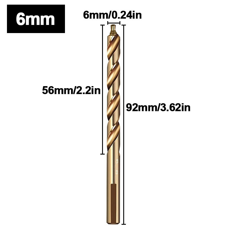 Broca helicoidal escalonada de cobalto, taladro de vástago recto de acero de alta velocidad M35 (3-13 mm) para metal, acero inoxidable y hierro