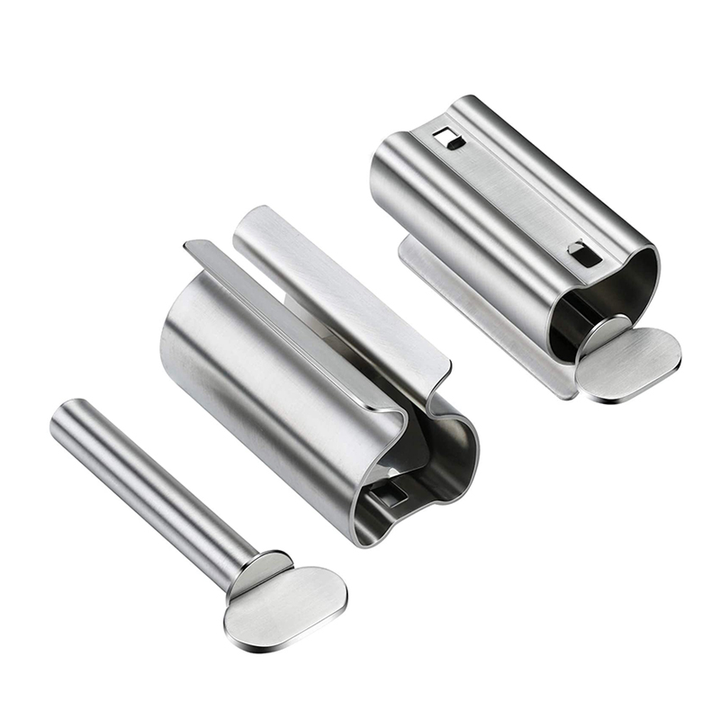 WIKHOSTAR Stainless Steel Toothpaste Squeezer Toothpaste Dispenser Rolling Tube Squeezer Storage Rack Bathroom Accessories Set