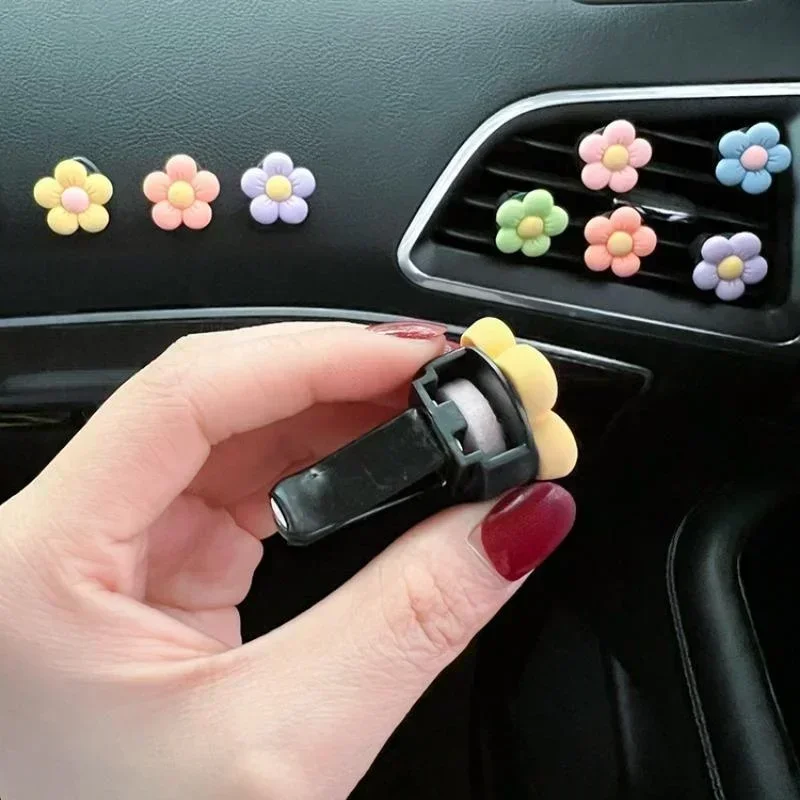 Clip de Perfume para coche con flor bonita, adornos de ventilación para aire acondicionado y aromaterapia, suministros de decoración Interior para coche, aroma para coche