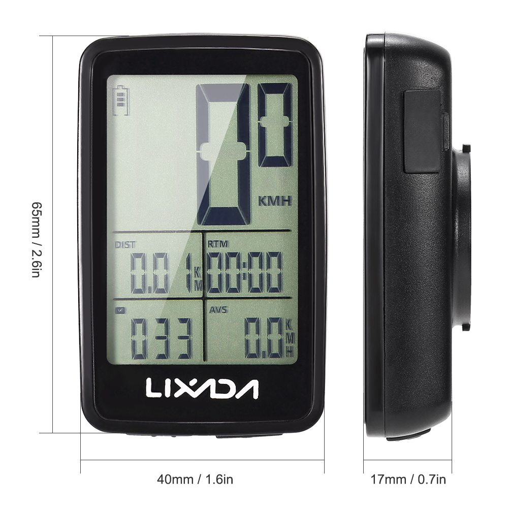 Lixada USB Rechargeable Wireless Bike Cycling Computer Bicycle Speedometer Odometer Backlight LCD Display 120mAh Lithium Battery