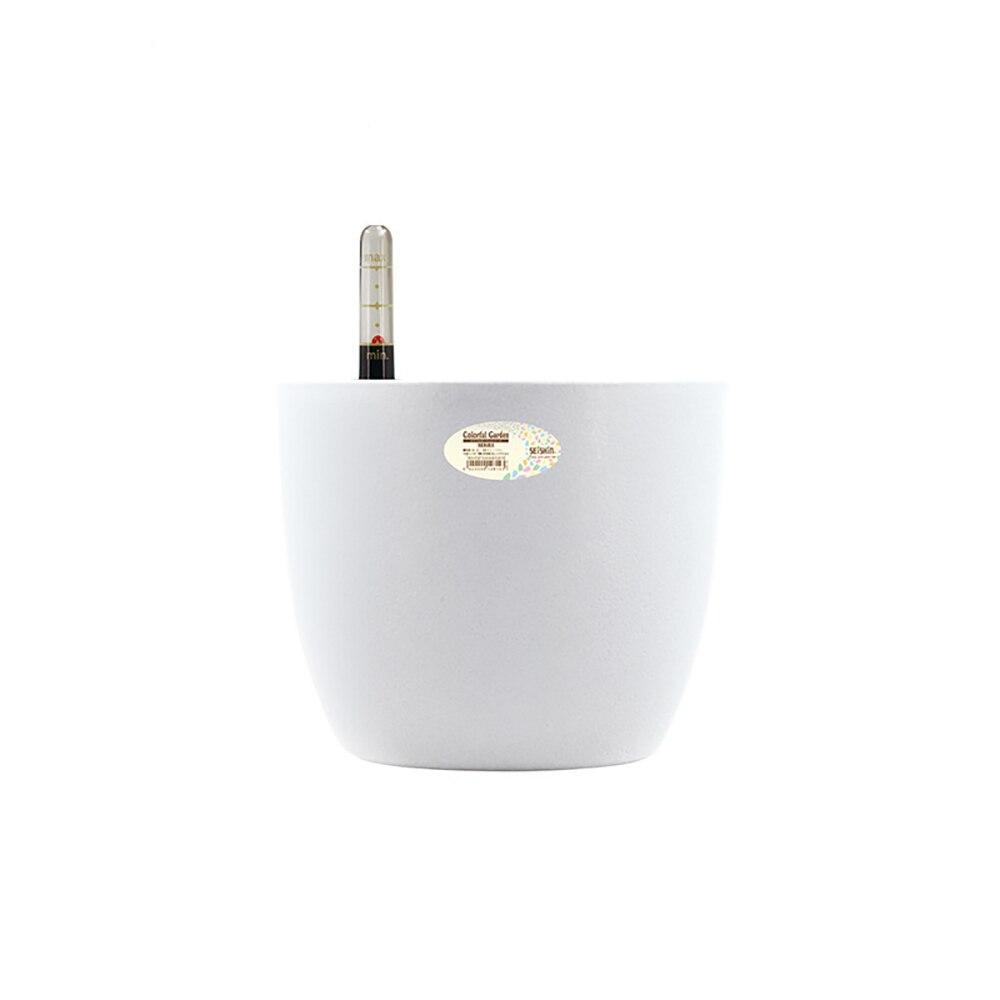 Fargerik selvvanning blomsterpotte fargerik plast blomsterpotte moderne dekorative planter pott hjemmekontor skrivebord dekorasjon: Hvit / S