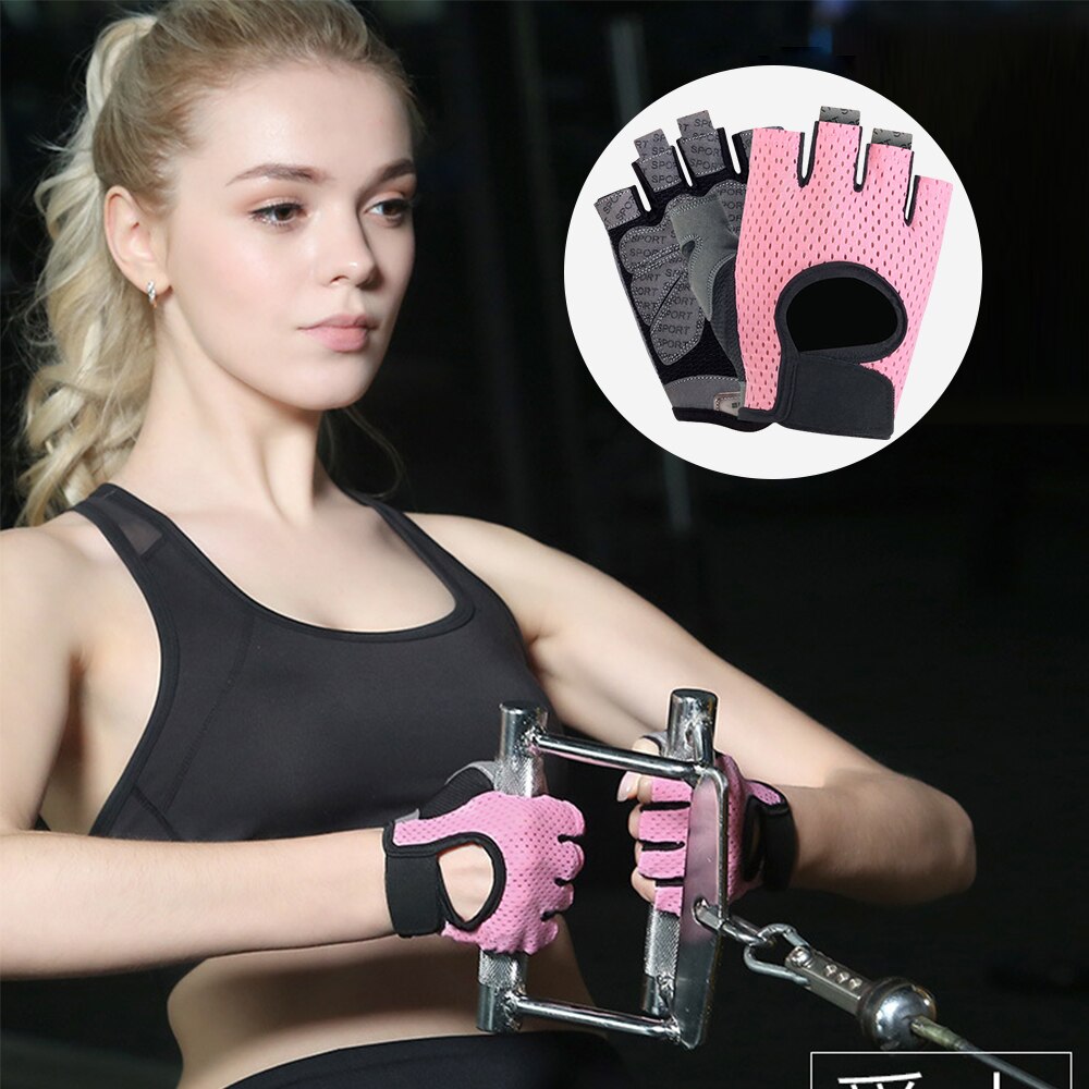 Halv finger gym handsker kvinder styrketræning sport ridning vægtløftning bodybuilding vandreture åndbar skridsikker handsker