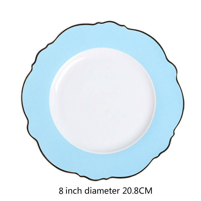 Phnom Penh – assiettes à dîner en céramique de 8 pouces, assiette à Steak occidentale, plat à Dessert, gâteau aux fruits, vaisselle 1 pièce: blue