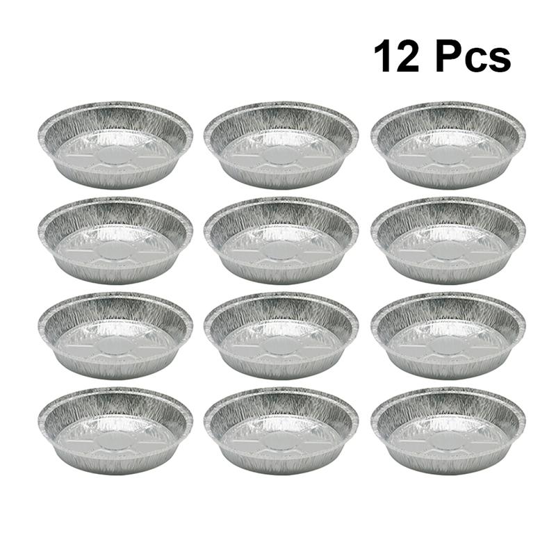 12 stuks 1400ml aluminiumfolie kommen 9 inch aluminiumfolie ronde wegwerpbarbecueschaal taartvormen voor zelfgemaakte cakes en taarten (zonder deksel)