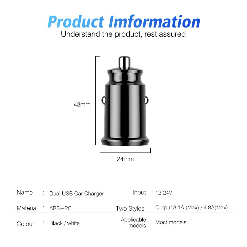 ANMONE Mini Schnelle Dual USB Auto Ladegerät Adapter 3,1 EINEN Schnellen Ladung Auto Telefon Ladegerät Für Tablette praktisch Auto-ladegerät