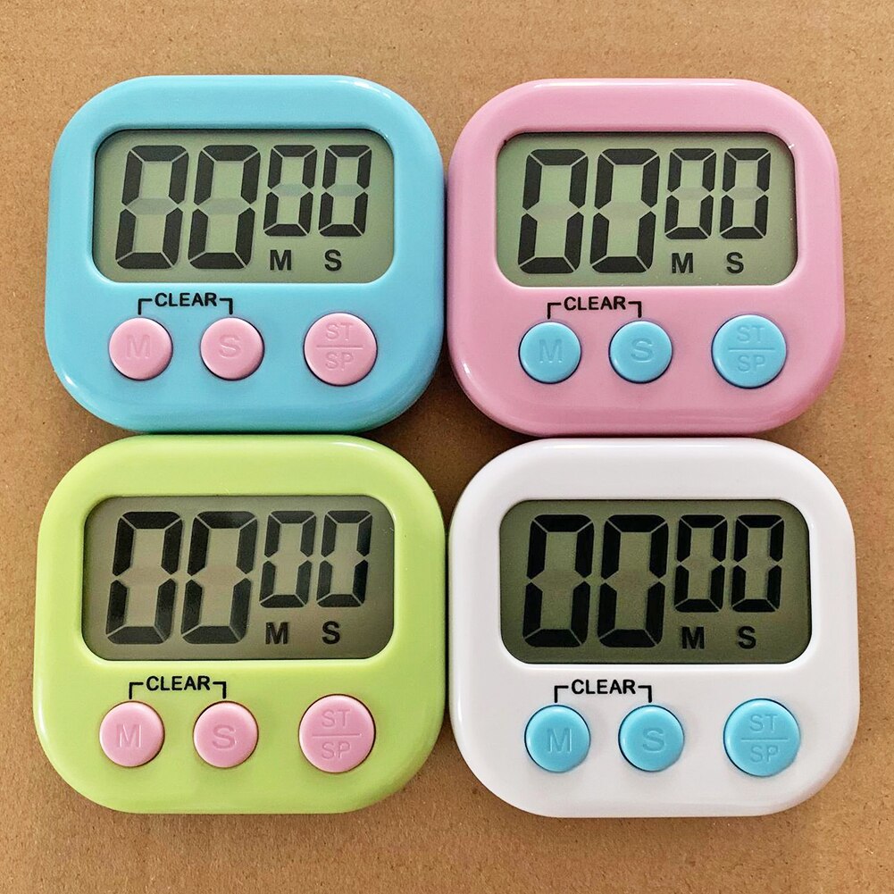 1PC Digital Kitchen Timer Magnetic Backing Stand Countdown Alarm Mini LCD Big Digits Loud Alarm For Cooking Baking Sports Games