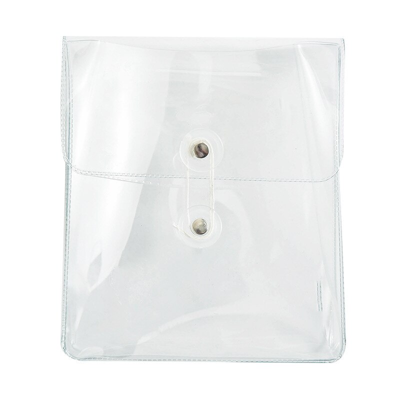 Portable Transparent File Document Bag Pouch Plastic Envelope Bill Invoice Storage Organizer with Button &amp; String Tie Closure