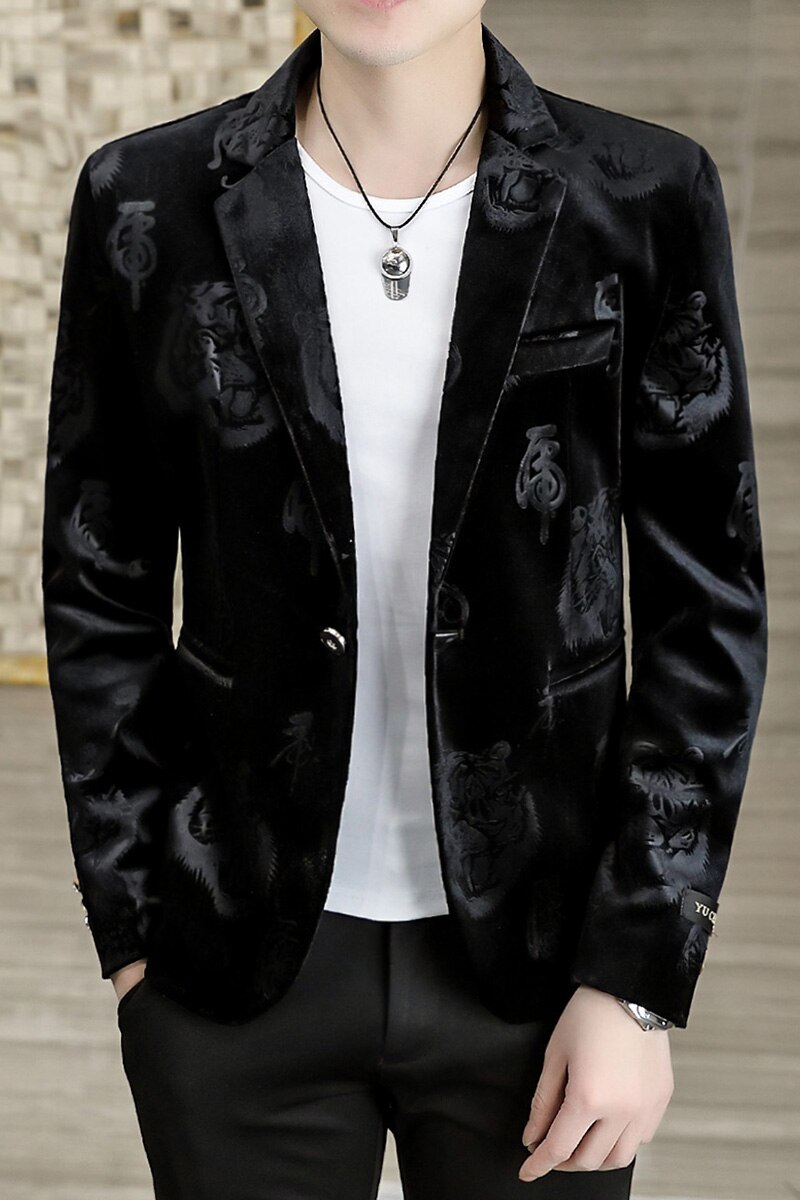 Blazer de luxe en velours pour homme, veste de costume, décontractée, Slim, tenue de bureau, Streetwear, bonne