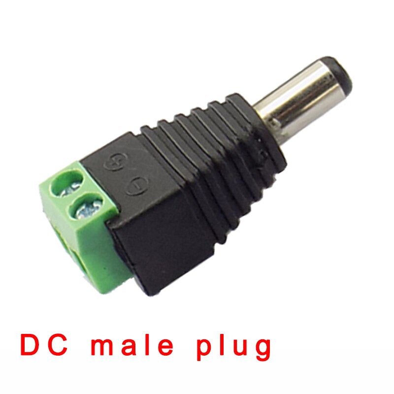 10 Pcs 12V DC Power 5.5mmx2.1mm Male Plug Jack Adapter Video Balun Converter Connector for Led Strip Light CCTV Camera