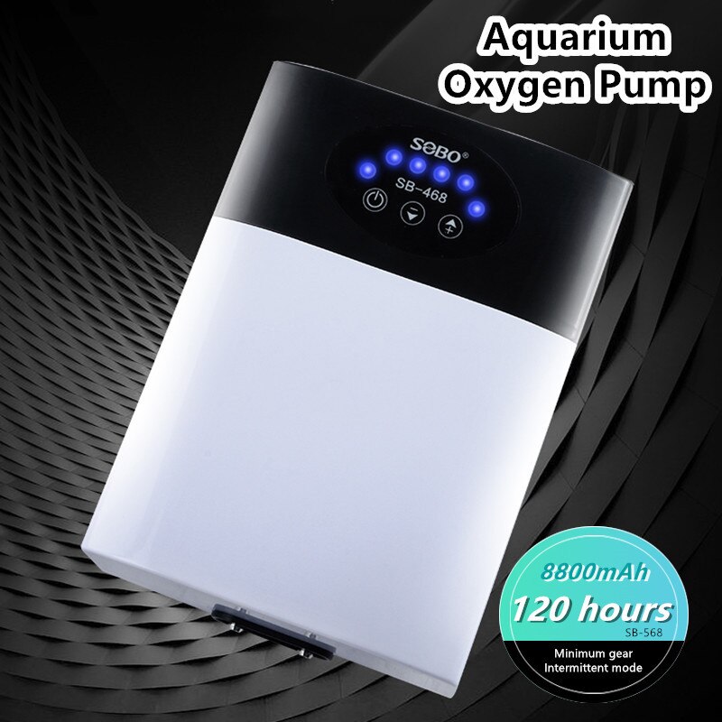 Zuurstof Pomp Compressor Voor Aquarium Usb Opladen Draagbare Ultra Stille 8800Mah Aquarium Accessoires Power Luchtpomp
