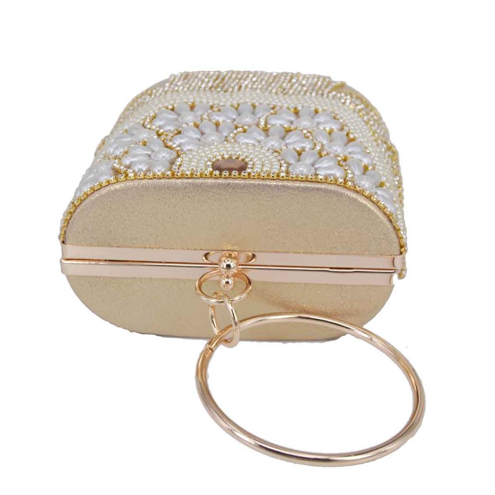 Sacs à main en cristal doré pour femmes, pochettes à glands, sacs de soirée à perles, sacs à poignet en fer, fourre-tout à bandoulière