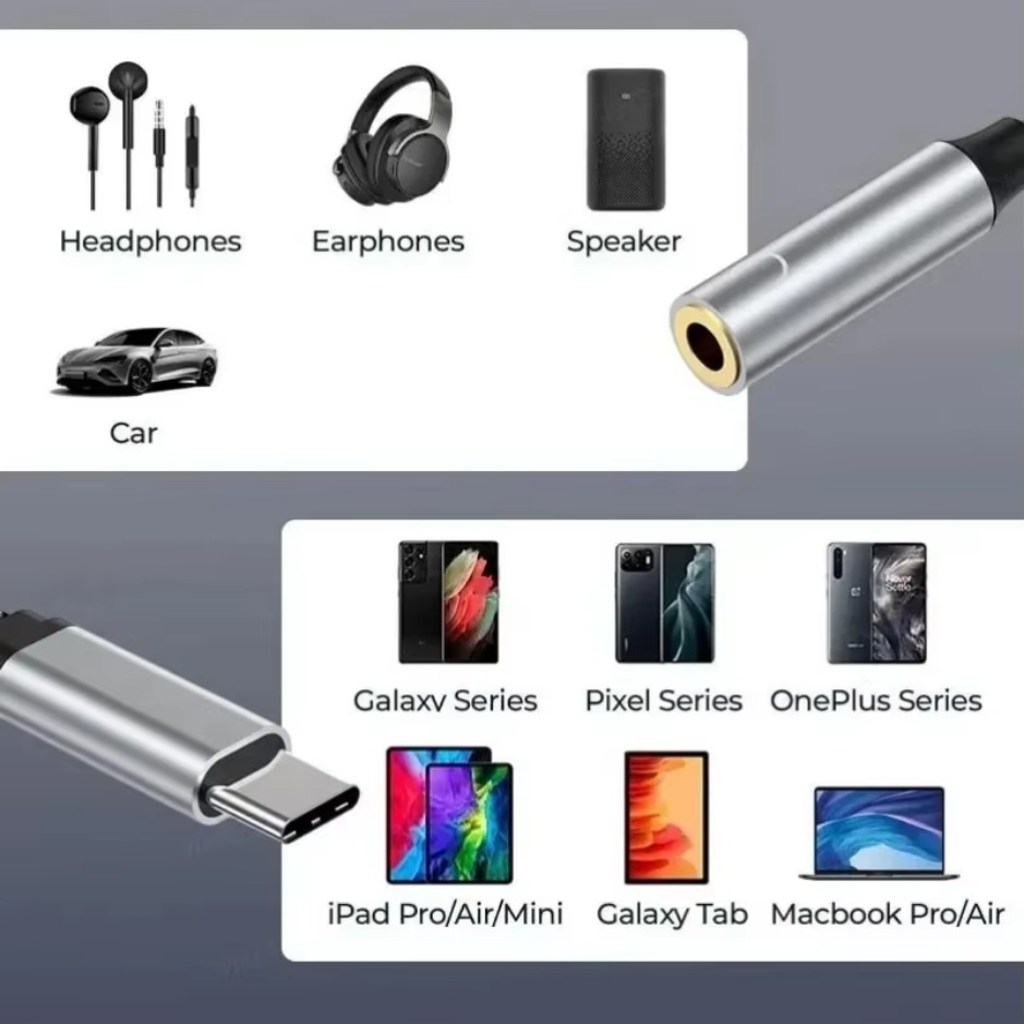 XIKCU 2 in 1 USB C to 3.5mm Headphone and Charger Adapter USB C PD 3.0 Port to Aux Audio Jack Fast Charging Dongle Cable Cord