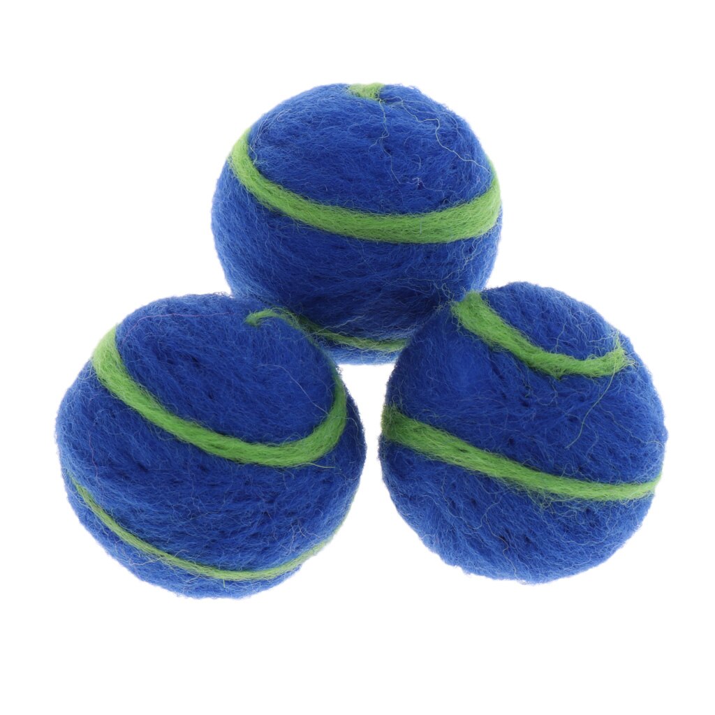 Ręcznie robiona wełna filcowa- (3 sztuk) czysta filcowe kule z wełny-DIY pompony-różne pastelowe kolory-1.38 rozmiar w calach: niebieski