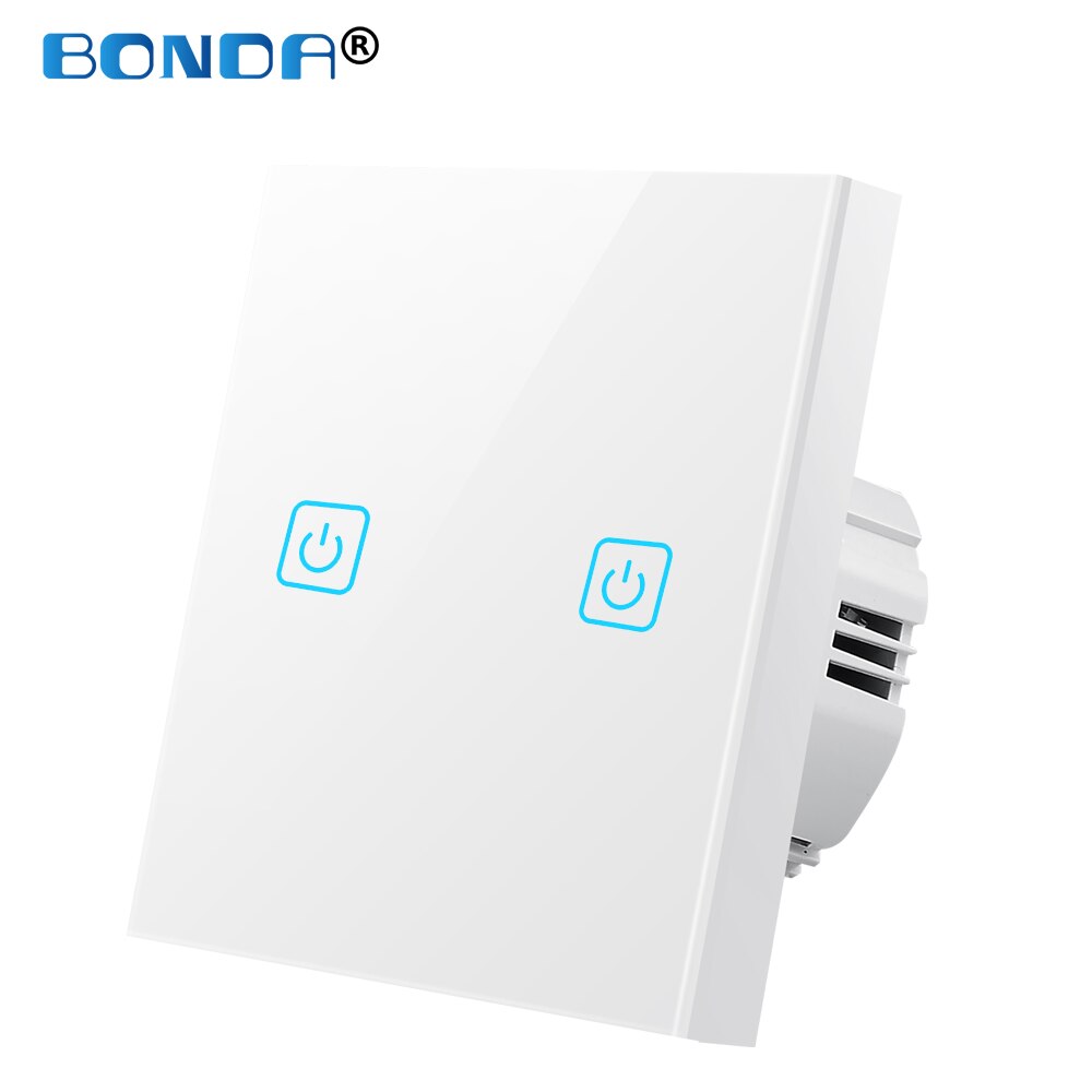 Touch Switch EU Standard AC 110-220V Tempered Crystal Glass Panel Light Sensor Switches Wall Lamp LED Backlight 1/2/3 Gang 1 Way: 601 NO LOGO White 02