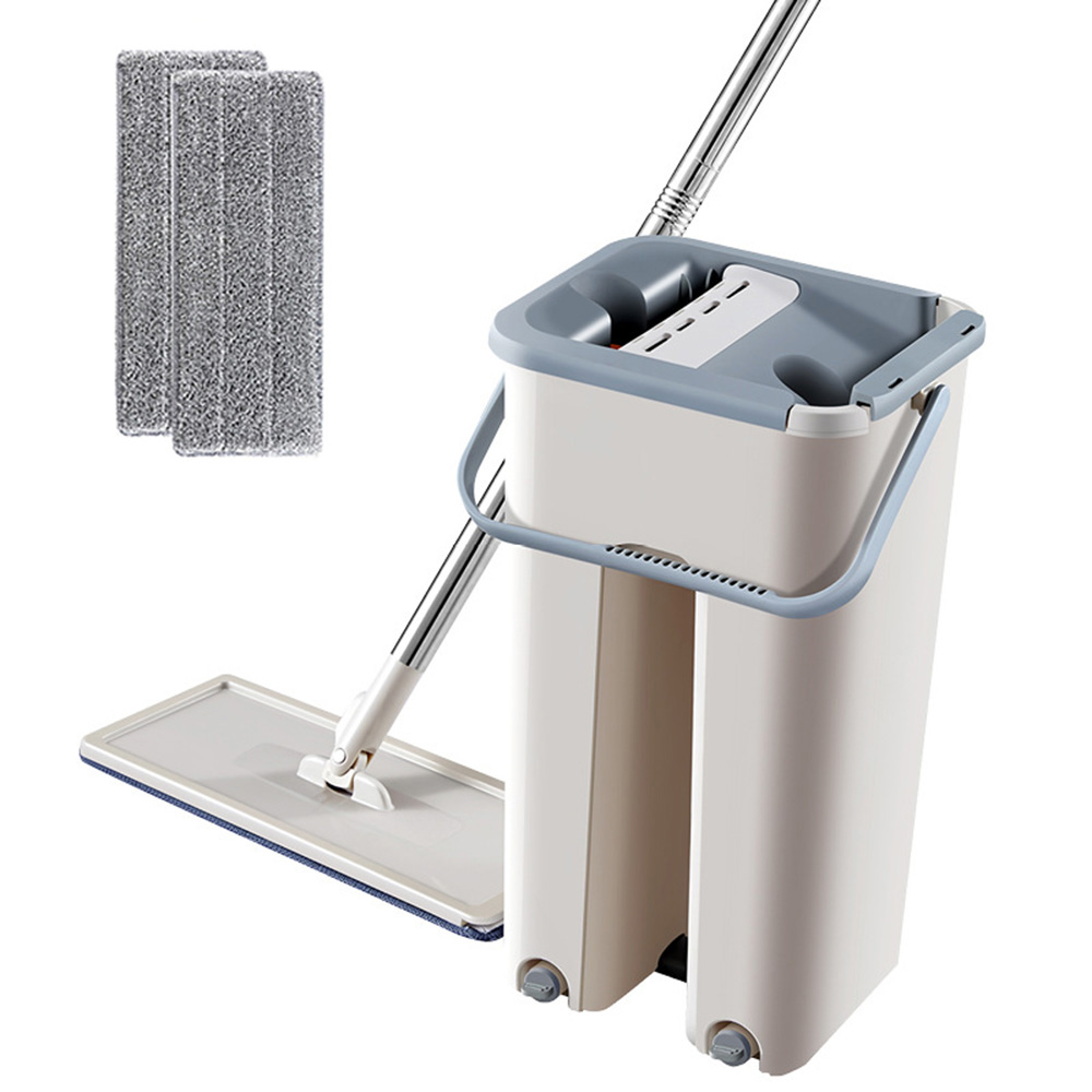 Magic Cleaning Mops Gratis Hand Spin Cleaning Microfiber Mop Met Emmer Platte Squeeze Spray Mop Thuis Keuken Vloer Schoon Gereedschap 5: 2pcs mop cloth