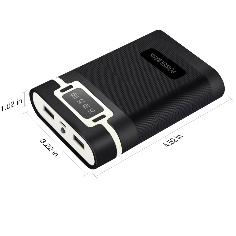 Banco de energía de batería 18650, linterna de 5V, 4 ranuras, caja de cargador USB, bancos de energía portátiles para viajes