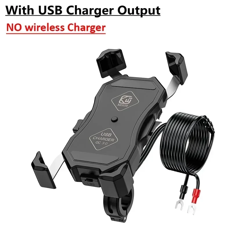 Draadloze oplader voor motorfietsen, telefoonhouder, snelle qi usb-oplader, spiegelhouder voor mobiele telefoon, stuurhouder voor motorfiets: Wit