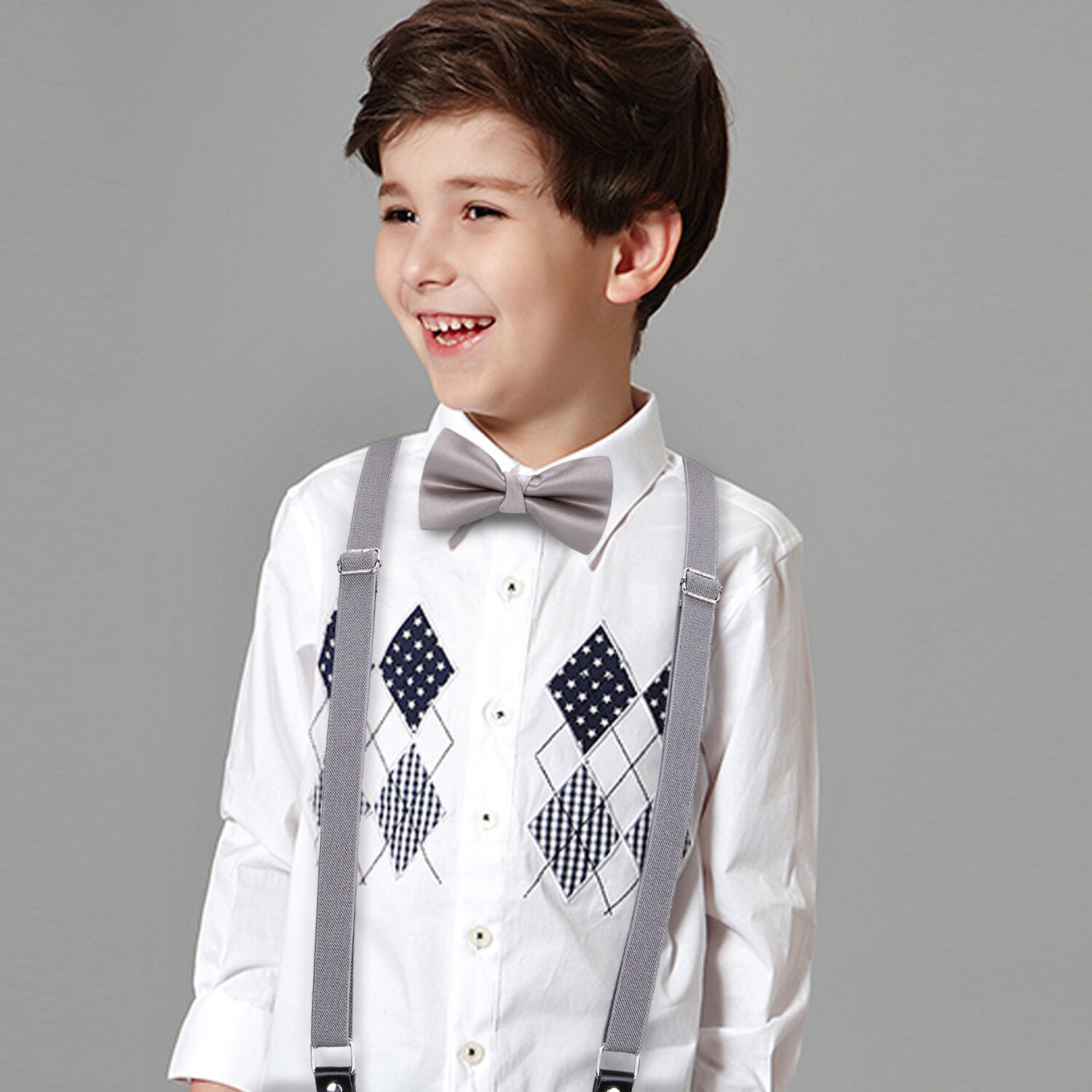 Tirantes de Color sólido para niños, conjunto de pajarita, cinturón elástico ajustable para niño, para boda, de cumpleaños, tirantes con Clip en forma de Y: BJ-0024