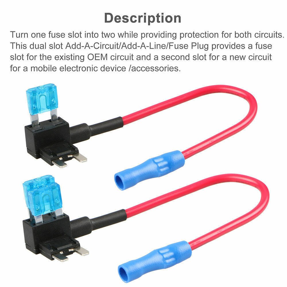 5 Pack 12V 15Amp Auto Add-A-Circuit Fuse Tap Adapter Kit, mini Atm Apm Blade Zekering