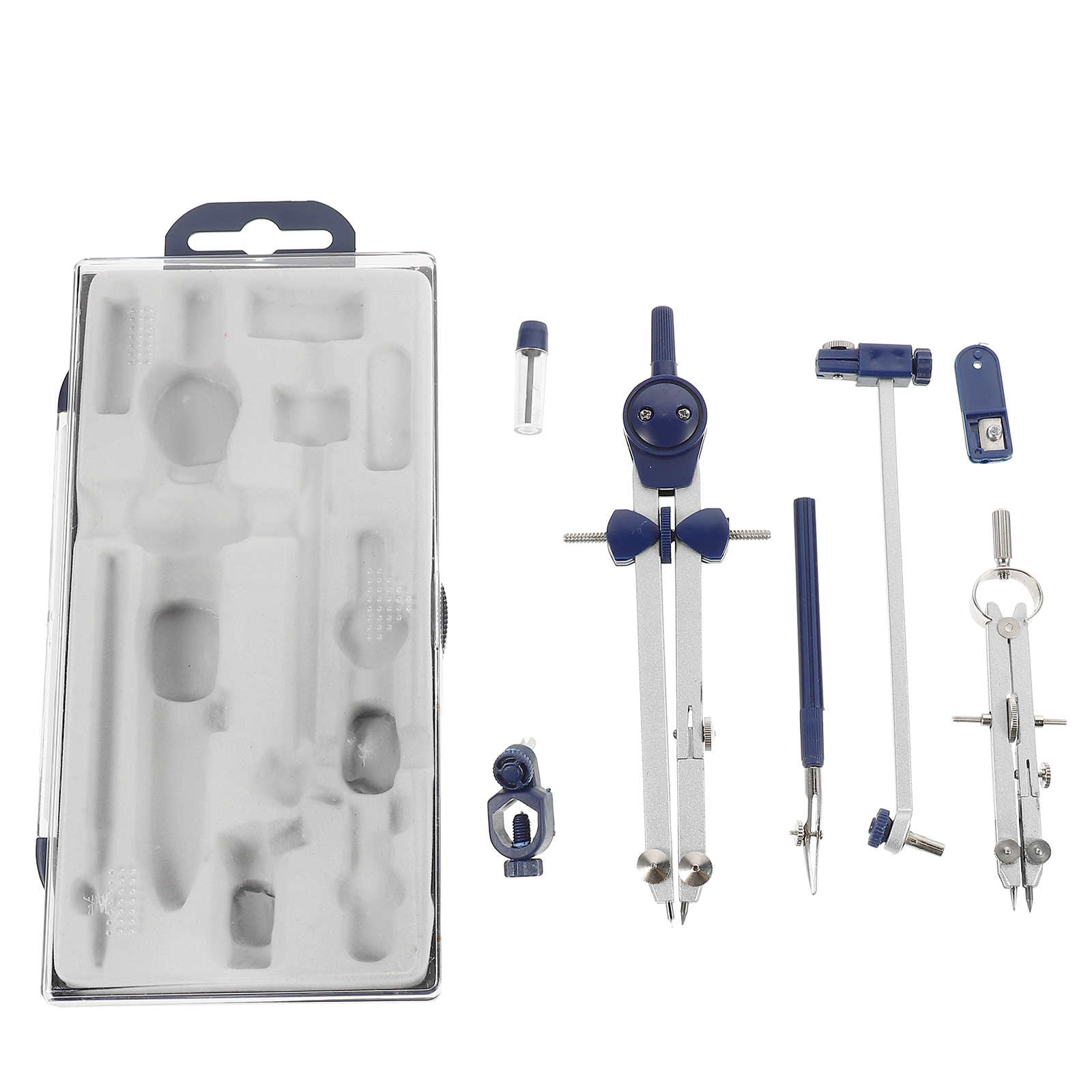 Compás de dibujo , suministros prácticos de dibujo, azul, 1 Juego de 7 piezas: Default Title