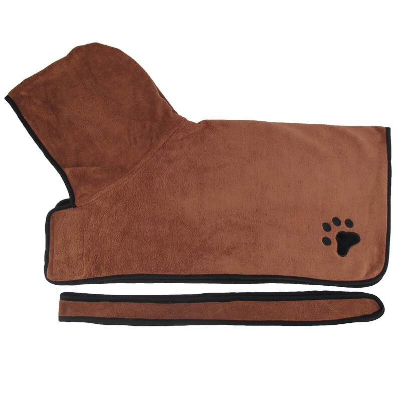 Pet Dog Bathrobe for Small Medium Large Dogs Shower Hooded Bathrobe Dog Bath Towel Cute Embroidery Paw Pet Drying Towel: brown / S