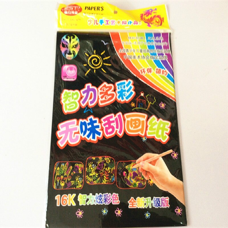16K Scratch Paper Fun DIY Black Cardboard Scratch Painting Early Education Puzzle