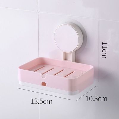 Porte-savon mural Double couche, support de rangement de salle de bains, ménage porte-savon étanche, accessoires de salle de bains: Pink A