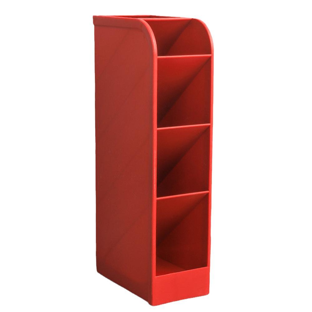 Desktop Organizer Pen Holder Kawaii 4 Gird Desk Makeups Pencil Storage Stand Box School Office Stationery Supplies: F