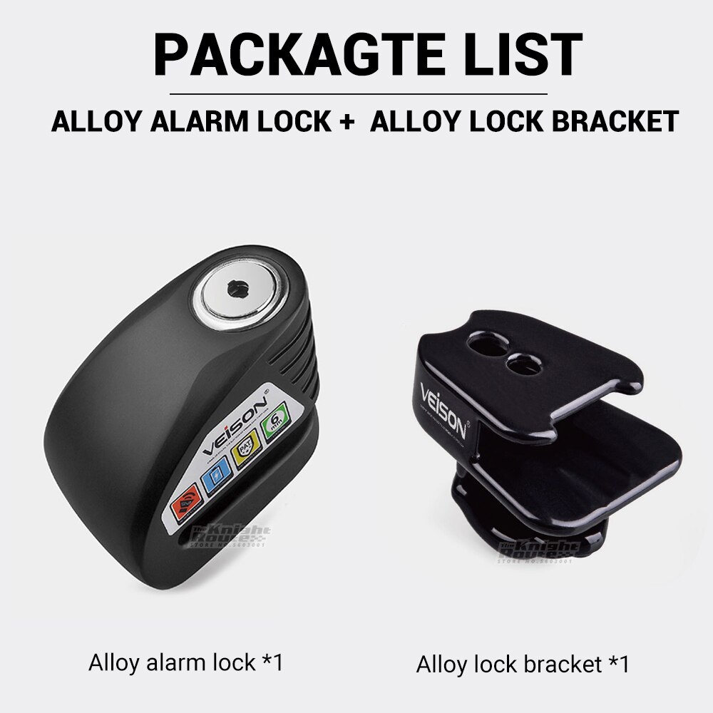 Veison Motorfiets Alarm 130dB Anti-Diefstal Motorfiets Slot Fiets Alarm 304 Rvs Disc Quad Lock Fietsslot Motopadlock: ALLOY BK B SET