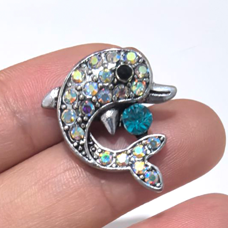 Blauw Stijl Fish Zeester Mermaid Conch Dolfijn 18Mm Snap Knoppen Fit Diy 18Mm Snap Armband Snap Sieraden Kerst: Geplatineerd