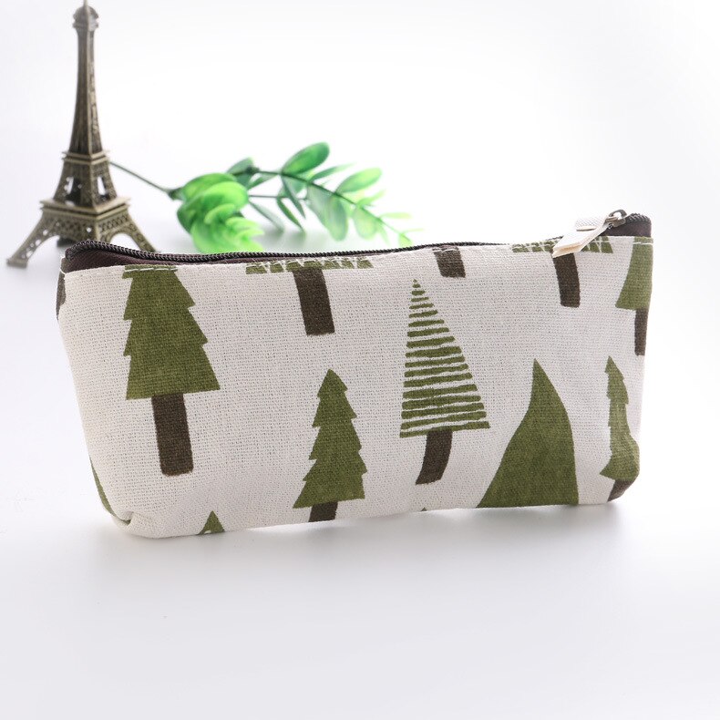 1pcs Groene Natuur Schoolbenodigdheden Etui Kawaii Student School Cosmetische Tas voor Vrouwen Kantoorbenodigdheden Escolar Canvas: K