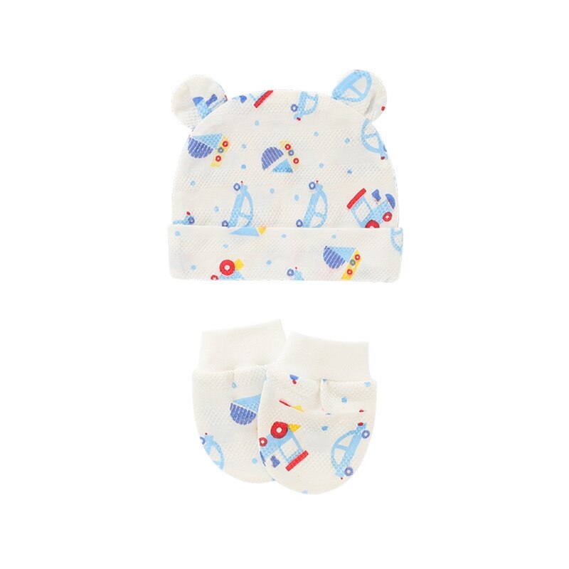 Gants en coton tricoté anti-rayures pour bébé + chapeau + couvre-pieds, ensemble de mitaines, chaussettes, bonnet